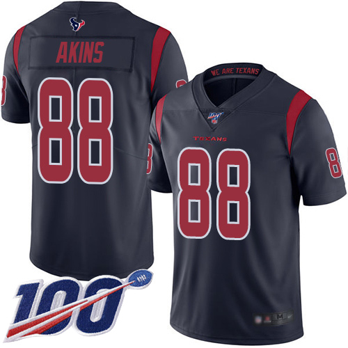 Houston Texans Limited Navy Blue Men Jordan Akins Jersey NFL Football 88 100th Season Rush Vapor Untouchable